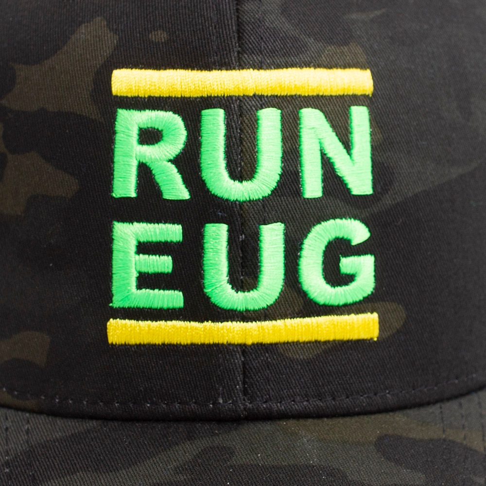 Run EUG, Embroidered, Trucker, McKenzie SewOn, Adjustable, Hat